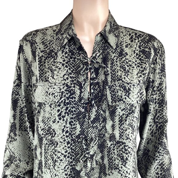 Equipment Femme Top Size XS Xsmall Snake Print Silk Blouse Button-Up Long Sleeve - Picture 4 of 8
